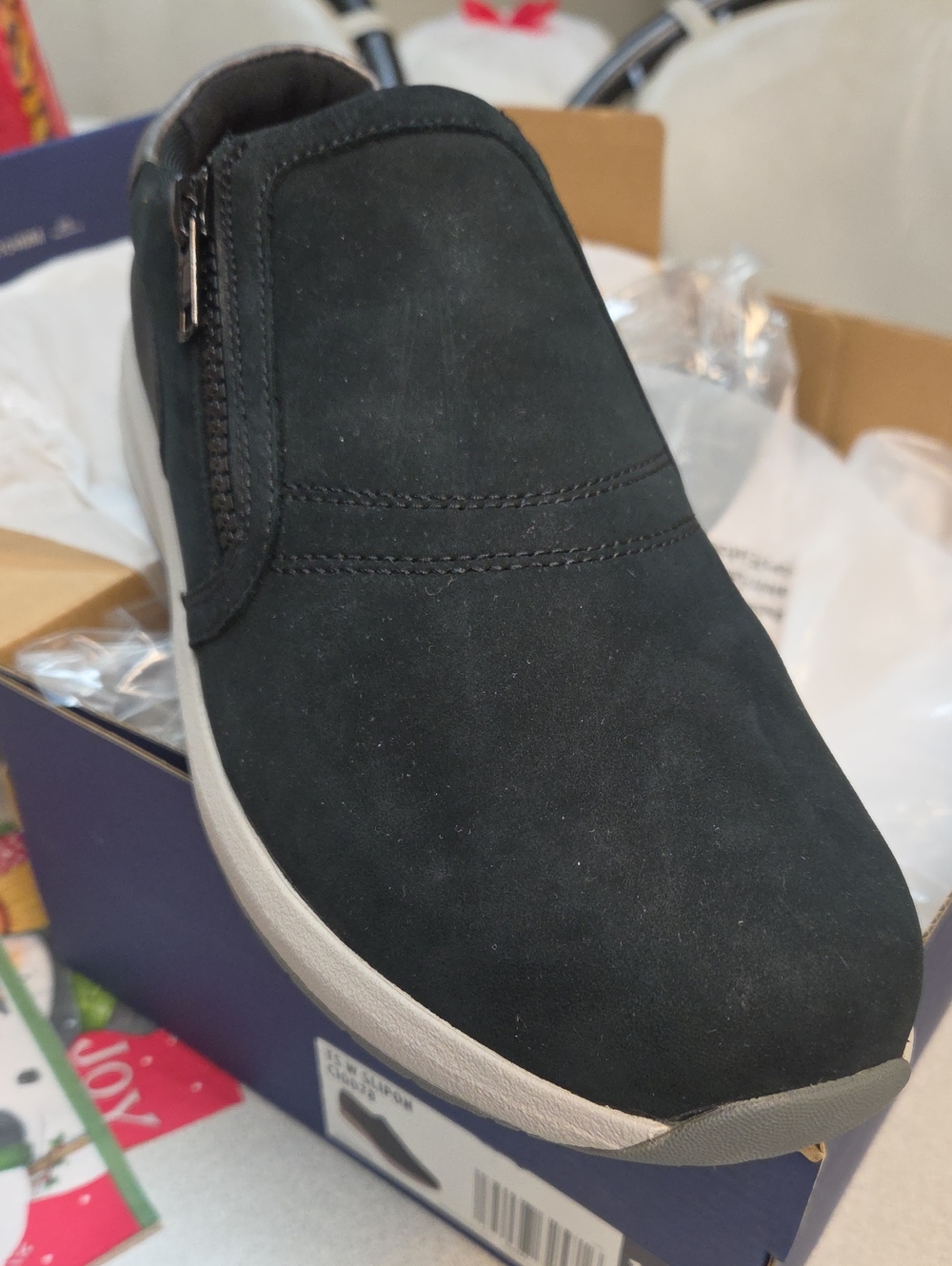 Men's Black Slip-On Casual Shoe with Side Zip